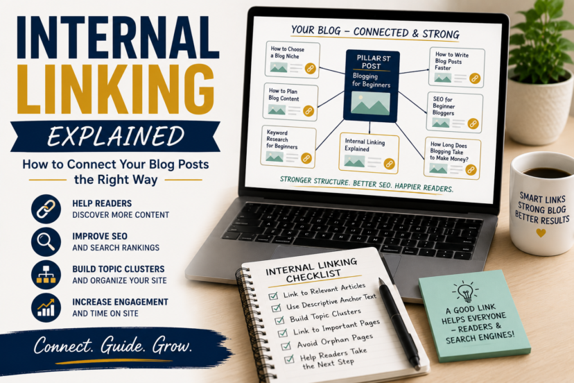 Internal links connecting blog posts and topic clusters on a website for beginner bloggers.