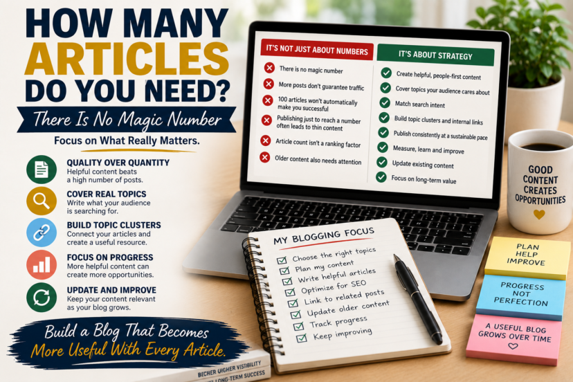How many articles do you need for a blog, focusing on helpful content, topic clusters, sustainable publishing, and continuous improvement
