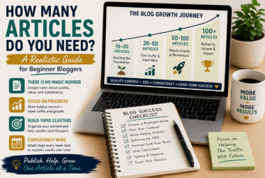 Beginner blogger tracking the number of published articles and website growth over time.